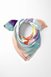 %100 İpek Kadın Desenli Bandana 80x80
