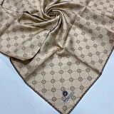 Vissona Camel-Kahve Monogram Desenli Tivil İpek Eşarp DGN52033-0004