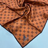 Vissona Taba-Siyah Monogram Desenli Tivil İpek Eşarp DGN52033-14-01