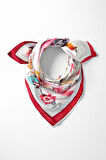 %100 İpek Kadın Desenli Bandana 80x80