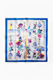 %100 İpek Kadın Desenli Bandana 80x80