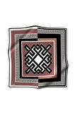 Twill Çizgili Sonsuzluk Düğümü Desenli Gül Kurusu Renkli 90x90 Eşarp (İpek İçermez)
