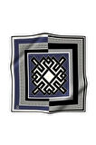Twill Çizgili Sonsuzluk Düğümü Desenli İndigo Renkli 90x90 Eşarp (İpek İçermez)