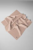 %100 Twill İpek Zincir Desenli Krem - Bakır Renkli 90x90 Eşarp Kenar Dikiş Şekli El Dikişli