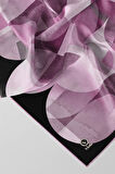Twill Geometrik Desenli Lila Renkli 90x90 Eşarp (İpek İçermez)Kenar Dikiş Şekli El Dikişli