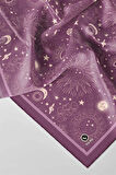 Twill Galaksi Desenli Lila Renkli 90x90 Eşarp (İpek İçermez) Dikim Şekli : El Dikişi