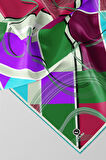 Twill Geometrik Desenli Mürdüm - Zümrüt Yeşili Renkli 90x90 Eşarp (İpek İçermez) Dikim Şekli : El Dikişi