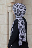LÜKS MEDİNE İPEĞİ LEOPAR DESENLİ SİYAH  RENKLİ 75X195 KIRIŞMAZ ŞAL MOSS KREP DİKİŞ TİPİ İTALYAN DİKİŞLİ