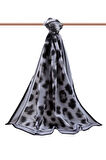 LÜKS MEDİNE İPEĞİ LEOPAR DESENLİ SİYAH  RENKLİ 75X195 KIRIŞMAZ ŞAL MOSS KREP DİKİŞ TİPİ İTALYAN DİKİŞLİ