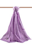LÜKS MEDİNE İPEĞİ MERMER DESENLİ LİLA RENKLİ 75X195 KIRIŞMAZ ŞAL MOSS KREP DİKİŞ TİPİ İTALYAN DİKİŞLİ