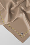 Twill Kenar Motifi Zincir Desenli Düz Bej Renkli 90x90 Dikim Şekli : El Dikişi Eşarp (İpek İçermez)