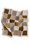 Twill Kare Desenli Hardal Renkli 90x90 Eşarp (İpek İçermez) Kenar Dikiş Şekli El Dikişli