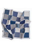 Twill Kare Desenli İndigo Renkli 90x90 Eşarp (İpek İçermez) Kenar Dikiş Şekli El Dikişli