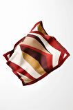 Twill Geometrik Desenli Bordo Renkli 90x90 Eşarp (İpek İçermez) Dikim Şekli : El Dikişi
