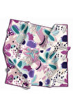 Twill Yumuşak Dokulu Çiçekli Batik Desenli Lila - Koyu Mint Yeşili Renkli 90x90 Eşarp (İpek İçermez) Dikim Şekli : El Dikişi