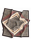 Twill Kemer ve Zincir Detaylı Ekose Desenli Gül Kurusu Renkli 90x90 Eşarp (İpek İçermez) Kenar Dikiş Şekli El Dikişli