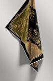 Twill Gold Desenli Haki Renkli 90x90 Eşarp (İpek İçermez) Kenar Dikiş Şekli El Dikişli