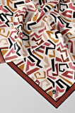 Twill Geometrik Desenli Bakır Renkli 90x90 Eşarp (İpek İçermez) Kenar Dikiş Şekli El Dikişli