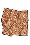 Twill Barok Desenli Taba Renkli 90x90 Eşarp (İpek İçermez) Kenar Dikiş Şekli El Dikişli
