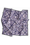 Twill Barok Desenli İndigo Renkli 90x90 Eşarp (İpek İçermez) Kenar Dikiş Şekli El Dikişli