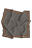 Twill Siyah - Beyaz Kareli Desenli Pudra Renkli 90x90 Eşarp (İpek İçermez) Kenar Dikiş Şekli El Dikişli