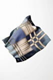 Twill Geometrik Desenli Bebe Mavisi Renkli 90x90 Eşarp (İpek İçermez) Kenar Dikiş Şekli El Dikişli