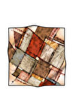 Twil Yamalı Ve Geometrik Desenli Taba Renkli 90x90 Eşarp (İpek İçermez) Dikim Şekli : El Dikişi