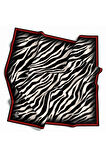 Twill Zebra Desenli Kırmızı Renkli 90x90 Eşarp (İpek İçermez) Dikim Şekli : El Dikişi