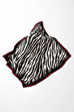 Twill Zebra Desenli Kırmızı Renkli 90x90 Eşarp (İpek İçermez) Dikim Şekli : El Dikişi