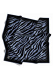 Twill Zebra Desenli İndigo Renkli 90x90 Eşarp (İpek İçermez) Dikim Şekli : El Dikişi
