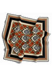 Twill Geometrik Ve Zincirli Desenli Taba Renkli 90x90 Eşarp (İpek İçermez) Dikim Şekli : El Dikişi