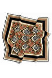 Twill Geometrik Ve Zincirli Desenli Bakır Renkli 90x90 Eşarp (İpek İçermez) Dikim Şekli : El Dikişi