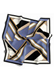 Twill Geometrik Desenli İndigo Renkli 90x90 Eşarp (İpek İçermez) Dikim Şekli : El Dikişi