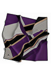 Twill Yumuşak Dokulu Geometrik Desenli Mor Renkli 90x90 Eşarp (İpek İçermez) Dikim Şekli : El Dikişi