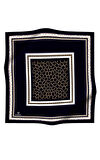 %100 Twill İpek Gold Halka Desenli Siyah - Krem Renkli 90x90 Eşarp Dikim Şekli : El Dikişi