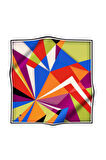 %100 Twill İpek Geometrik Desenli Kırmızı - Mürdüm Renkli 90x90 Eşarp Dikim Şekli : El Dikişi