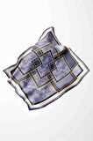 Twill Geometrik Desenli İndigo Renkli 90x90 Eşarp (İpek İçermez) Kenar Dikiş Şekli El Dikişli