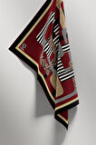 Twill Geometrik Desenli Bordo Renkli 90x90 Eşarp (İpek İçermez) Kenar Dikiş Şekli El Dikişli