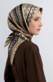 Vissona Tivil İpek Eşarp 50935  - 3 - 0003 - 0004 Krem Bej Soyut Desen