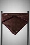 %100 Twill İpek Monogram Desenli Kahverengi Renkli 90x90 Eşarp Dikim Şekli : El Dikişi