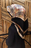 Vissona Twill İpek Eşarp Siyah, Krem, Bej 