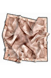 Twill Soyut Desenli Somon Renkli 90x90 Eşarp (İpek İçermez) Dikim Şekli : El Dikişi