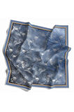 Twill Batik Desenli Bebe Mavisi Renkli 90x90 Eşarp (İpek İçermez) Kenar Dikiş Şekli El Dikişli