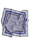 Twill Kazayağı Desenli Saks Renkli 90x90 Eşarp (İpek İçermez) Kenar Dikiş Şekli El Dikişli