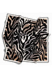 Kristal Zebra Desenli Bej - Gri Renkli 90x90 Eşarp (İpek İçermez) Kenar Dikiş Şekli El Dikişli