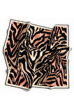 Kristal Zebra Desenli Somon - Siyah Renkli 90x90 Eşarp (İpek İçermez) Kenar Dikiş Şekli El Dikişli