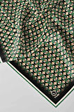 Twill Çıtır Desenli Petrol Yeşili Renkli 90x90 Eşarp (İpek İçermez) Kenar Dikiş Şekli El Dikişli