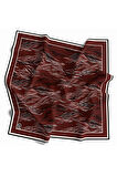 Twill Soyut Çizgi Desenli Bordo Renkli 90x90 Eşarp (İpek İçermez) Kenar Dikiş Şekli El Dikişli