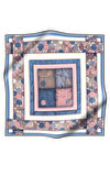 %100 Twill İpek Mermer Efektrli Geometrik Desenli Bebe Mavisi - Pudra  Renkli 90x90 Eşarp Dikim Şekli : El Dikişi