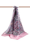 %100 İpek Etnik Desenli Pembe Renkli 92x210 Şal